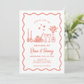 Invitation Dîner Mariage Wavy Whimsical italien Doodle (Debout devant)