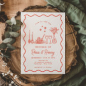 Invitation Dîner Mariage Wavy Whimsical italien Doodle