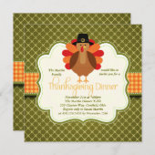 Invitation Dîner mignon rustique élégant de thanksgiving de (Devant / Derrière)
