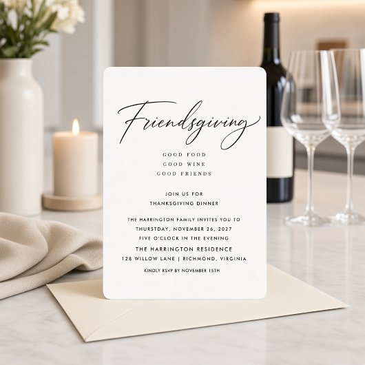 Invitation Dîner minimal de Friendsgiving