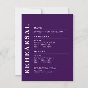 Invitation Dîner minimal moderne de répétition violet Élégant