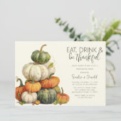 Invitation Dîner minimaliste Citrouille Thanksgiving (Debout devant)