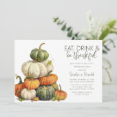 Invitation Dîner minimaliste Citrouille Thanksgiving (Debout devant)