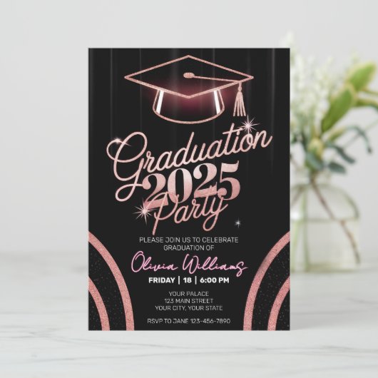 Invitation Dîner minimaliste rose customisé (Debout devant)