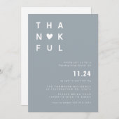 Invitation Dîner minimaliste Thanksgiving bleu (Devant / Derrière)