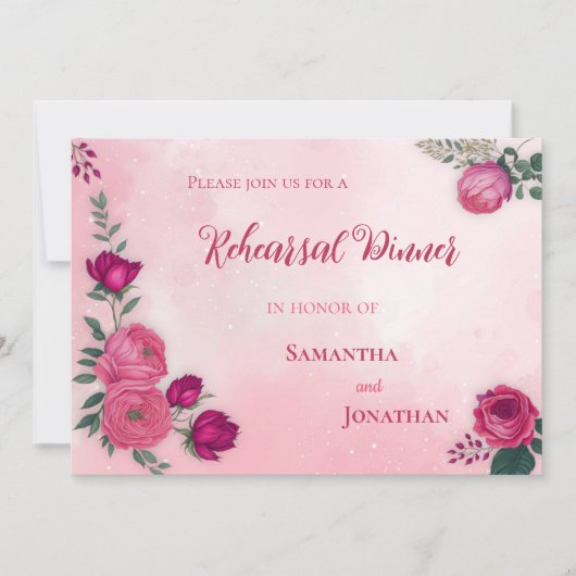 Invitation Dîner moderne aux tons rose magenta (Devant)