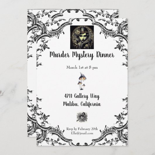 Invitation Dîner Mystère de Meurtre (Devant / Derrière)