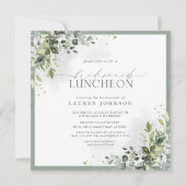 Invitation Dîner nuptial bleu Dusty Eucalyptus Floral (Devant)