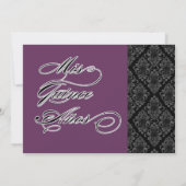 Invitation Dîner officiel de répétition noir blanc sur Damas  (Dos)