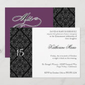 Invitation Dîner officiel de répétition noir blanc sur Damas  (Devant / Derrière)