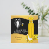 Invitation Dîner officiel d'entreprise Cravate noire Jaune 2 (Debout devant)