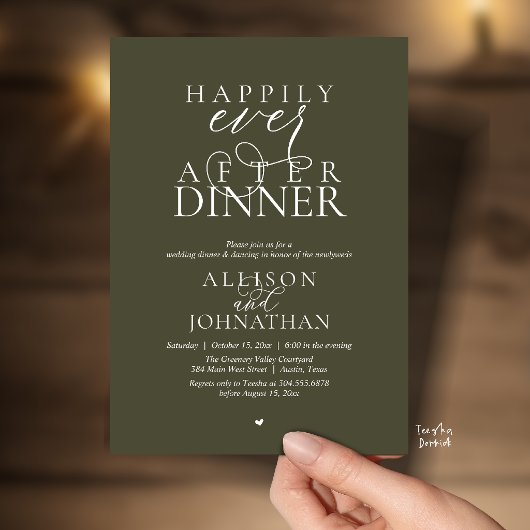 Invitation Dîner Olive Happily Ever After Mariage Moderne
