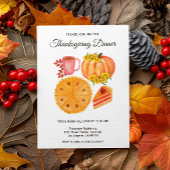 Invitation Dîner Orange Citrouille Thanksgiving Floral