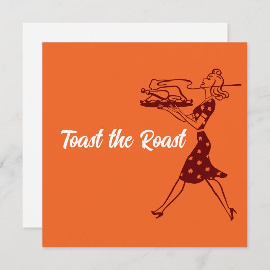 Invitation Dîner Orange Retro Thanksgiving (Devant / Derrière)