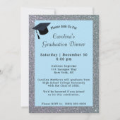 Invitation Dîner Parties scintillant Argent Léger Bleu Gradua (Devant)