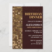 Invitation Dîner Parties scintillant Glam Black Gold 34e anni (Devant)