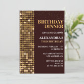 Invitation Dîner Parties scintillant Glam Black Gold 73e anni (Debout devant)