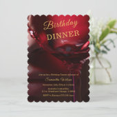Invitation Dîner personnalisé Bourgogne et or Anniversaire (Debout devant)