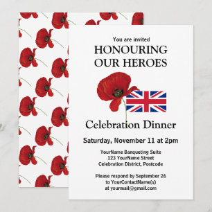 Invitation Dîner personnalisé de vétérans patriotiques britan