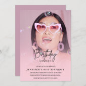 Invitation Dîner photo rose élégant 41e anniversaire (Devant / Derrière)