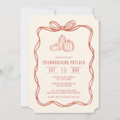 Invitation Dîner Potluck de Friendsgiving Coquette à nœud pap (Devant)