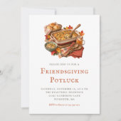 Invitation Dîner Potluck de Friendsgiving Rustique (Devant)