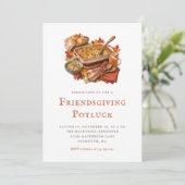 Invitation Dîner Potluck de Friendsgiving Rustique (Debout devant)