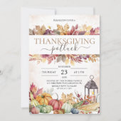 Invitation Dîner Potluck de Thanksgiving Rustique Citrouille (Devant)
