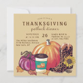 Invitation Dîner Potluck de Thanksgiving Tournesol Citrouille (Devant)