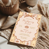 Invitation Dîner Potluck Friendsgiving Dessiné à la Main de M