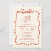 Invitation Dîner Potluck Friendsgiving Nœud Papillon Coquette (Devant)