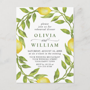 Invitation DÎNER REHEARSAL Lemon Green