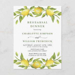 Invitation DÎNER REHEARSAL Lemon Green