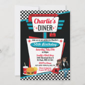 Invitation Diner Retro 1950 fêtes d'anniversaire Sock Hop Des (Devant)