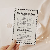 Invitation Dîner Rétro De Répétition À Main Tirée Unique