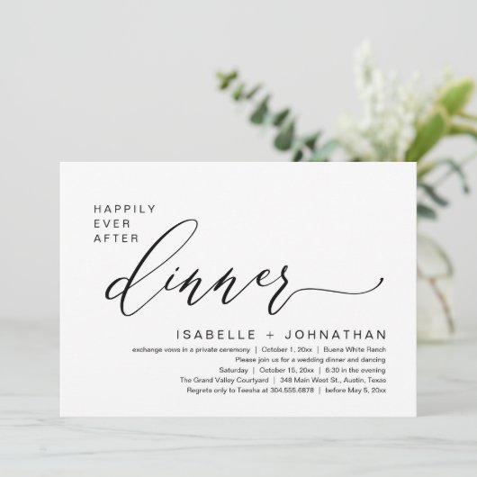 Invitation Dîner Romantique de Mariage Heureux à Tout Jamais (Debout devant)