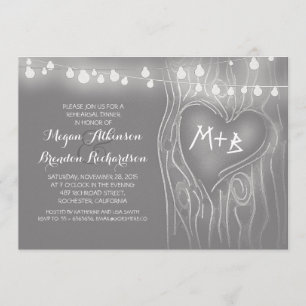 Invitation Dîner romantique de répétition des lumières grises
