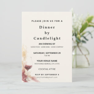 Invitation Dîner romantique minimaliste à la bougie pour un a