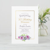 Invitation Dîner rose Floral Surprise 50e anniversaire (Debout devant)