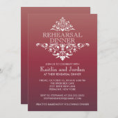 Invitation Dîner rouge vintage élégant de répétition de (Devant / Derrière)