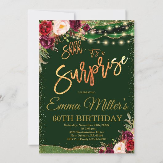 Invitation Dîner Royal Green Anniversaire (Devant)