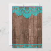 Invitation Dîner Rustic Turquoise de dentelle et de répétitio (Dos)