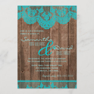 Invitation Dîner Rustic Turquoise de dentelle et de répétitio