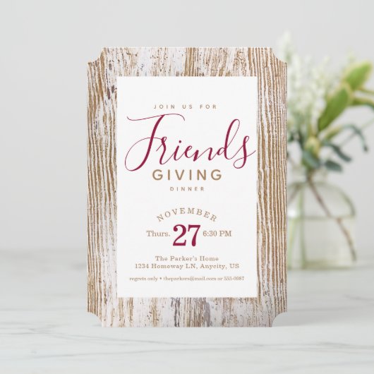 Invitation Dîner rustique blanchi à la chaux (Debout devant)