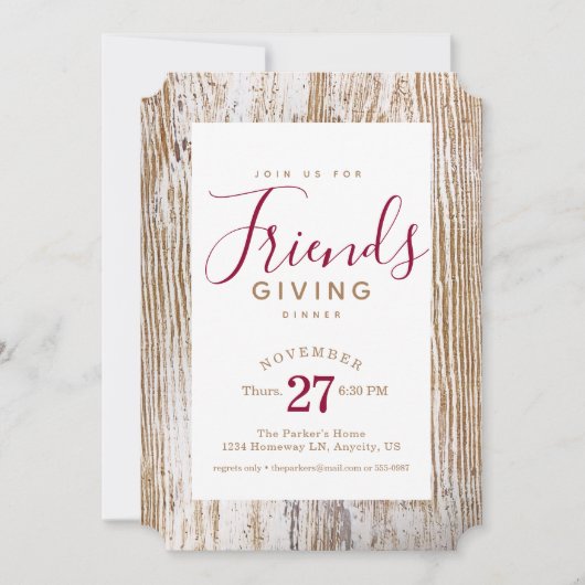 Invitation Dîner rustique blanchi à la chaux (Devant)