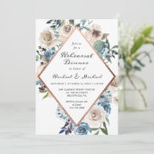 Invitation Dîner Rustique Boho Dusty Blue Floral (Debout devant)