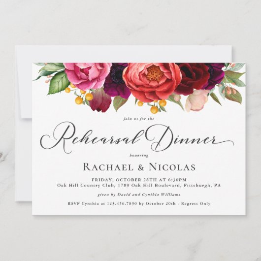 Invitation Dîner Rustique Boho Floral Mariage (Devant)