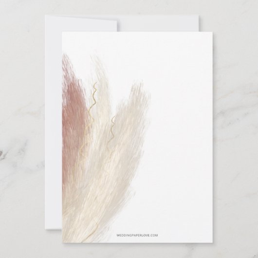 Invitation Dîner Rustique Boho Pampas Grass Orchid (Dos)