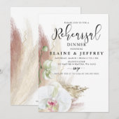 Invitation Dîner Rustique Boho Pampas Grass Orchid (Devant / Derrière)