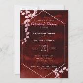 Invitation Dîner Rustique Bourgogne Rose Floral (Devant)